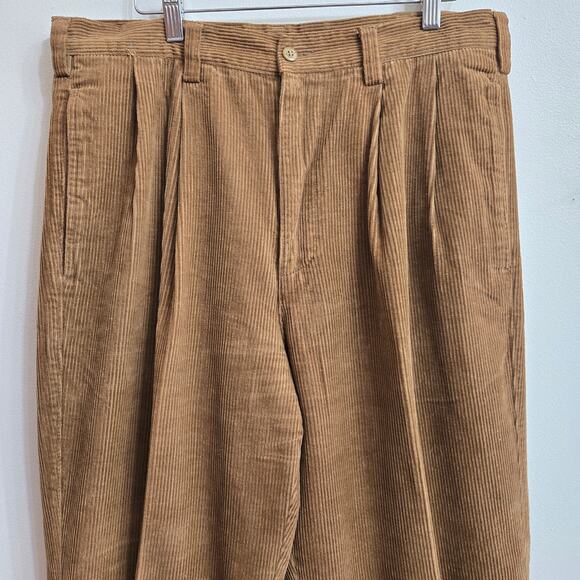 TRUST Mens Vtg Y2K Prep Academia Heritage Classic Pleated Corduroy Pants 34x32 - Picture 2 of 10